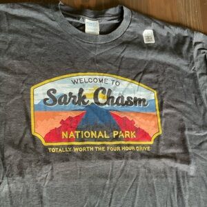 Sarcasm Sark-Chasm National Park humor Gray Graphic T-Shirt with Colorful Print